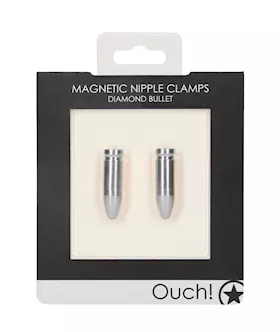 Shots Ouch Bullet Magnetic Nipple Clamps - Silver