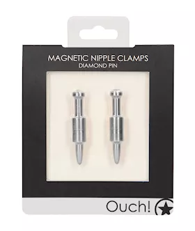 Shots Ouch Pin Magnetic Nipple Clamps - Silver