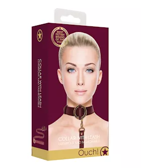 Shots Ouch Halo Collar W/leash - Burgundy