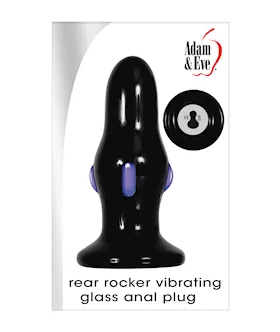Adam & Eve Rear Rocker Vibrating Glass Anal Plug - Black