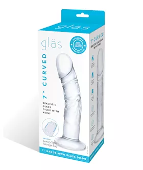 Glas 7" Realistic Curved Glass Dildo W/veins - Clear