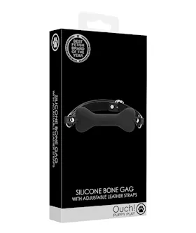 Shots Ouch Puppy Play Silicone Bone Gag - Black