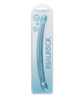 Shots Realrock Crystal Clear 17" Double Dildo  - Blue