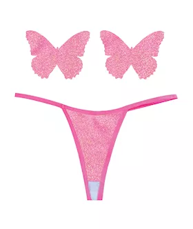 Neva Nude Naughty Knix Bella Rosa Shimmer G-string & Pasties - Soft Pink O/s