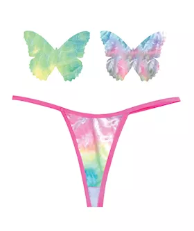 Neva Nude Naughty Knix Rainbow Sherbet Velvet G-string & Pasties - (Color Varies) Multi  O/s