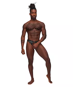 Fetish Cyclops Nylon Spandex Pouchless Jock Strap Black L/xl