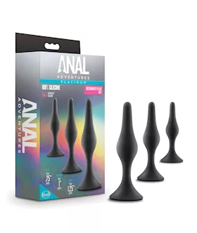Blush Anal Adventures Platinum Silicone Beginner Plug Kit - Black