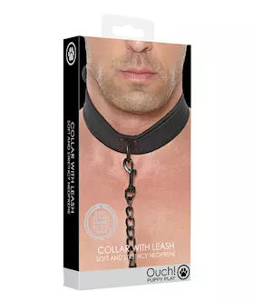 Shots Ouch Puppy Play Puppy Collar W/leash - Black