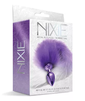Nixie Metal Butt Plug W/faux Fur Tail - Purple Metallic