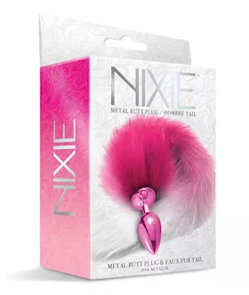 Nixie Metal Butt Plug W/faux Fur Tail - Pink Metallic