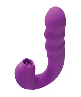 Lilian G-spot Vibrator W/rotating Head & Vibrating Tongue - Purple