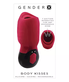 Gender X Body Kisses Vibrating Suction Massager - Red/black