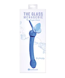 Glass Menagerie Butterfly Glass G Spot Dildo - Dark Blue