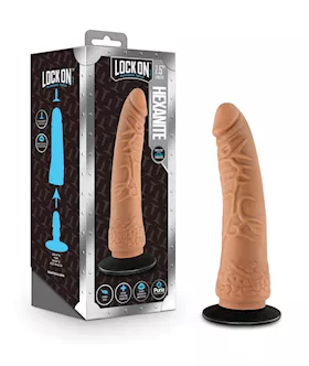 Blush Lock On 7.5" Hexanite Dildo W/suction Cup Adapter - Mocha