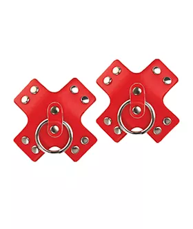 Nipplicious Seducer Leather Pasties W/ring - Red