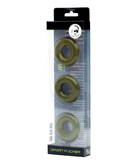 Sport Fucker Chubby Cockring Pack Of 3 - Army Green