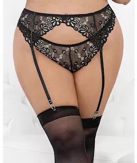 Lace Romance Garterbelt Black 1x/2x