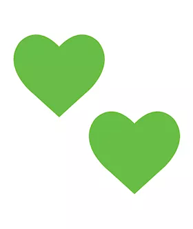 Neva Nude Temperature Reactive Heart Pasties - Neon Green