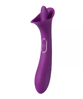 Adele Clit Licking Tongue Vibrator W/ G Spot Stimulator - Purple