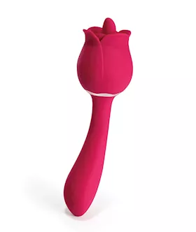 Rhea Clit Licking Tongue Rose Vibrator & G Spot Massager - Red