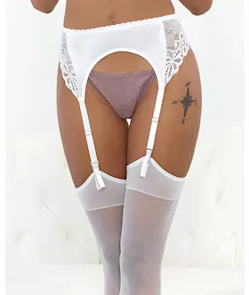 Satin & Lace Garterbelt White Lg