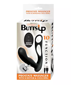 Butts Up Prostate Massager W/scrotum & Cockring - Black