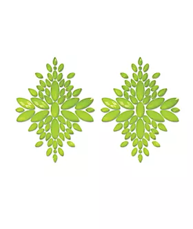Fantasy Uv Reactive Jeweled Pasties - Neon Green O/s