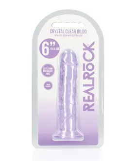 Shots Realrock Crystal Clear 6" Straight Dildo W/suction Cup - Purple