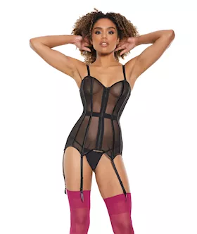 Powernet Fully Boned Corset W/lace-up Back Black Xl