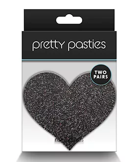 Pretty Pasties Glitter Hearts Black/gold - 2 Pair