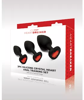 Whipsmart Heartbreaker 3 Pc Crystal Heart Anal Training Set - Black/red