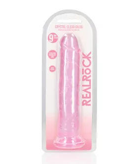 Shots Realrock Crystal Clear 9" Straight Dildo W/suction Cup - Pink