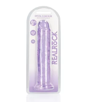 Shots Realrock Crystal Clear 9" Straight Dildo W/suction Cup - Purple