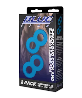 Blue Line C & B Dual Cock & Ball Stamina Enhancement Ring - Jelly Blue Pack Of 2