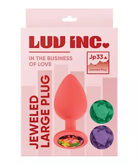 Luv Inc. Jeweled Silicone Butt Plug W/three Stones - Large Coral
