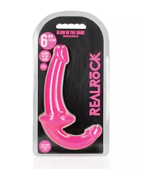 Shots Realrock 6" Strapless Strap On Glow In The Dark - Neon Pink