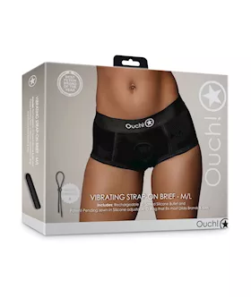 Shots Ouch Vibrating Strap On Brief - Black M/l