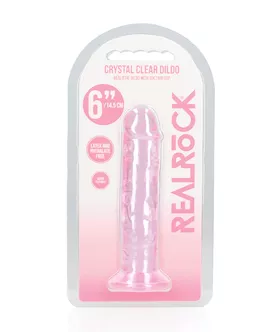 Shots Realrock Crystal Clear 6" Straight Dildo W/suction Cup - Pink