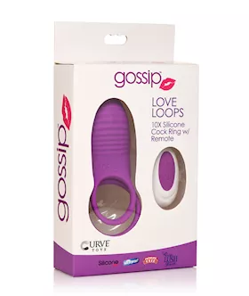 Curve Toys Gossip Love Loops 10x Silicone Cock Ring W/remote - Violet