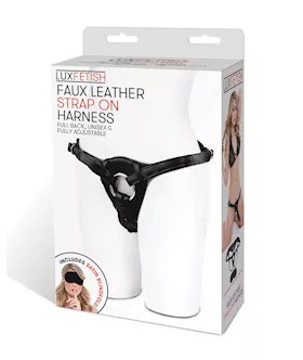 Lux Fetish Patent Leather Strap On Harness - Black