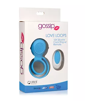 Curve Toys Gossip Love Loops 10x Silicone Cock Ring W/remote - Azure