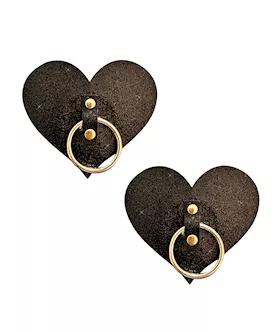 Neva Nude After Midnight Glitter Hoop Heart Pasties - Black O/s