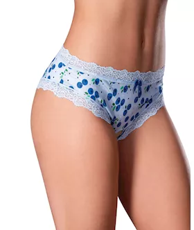 Sweet Treats Crotchless Boy Short W/wicked Sensual Care Blueberry Lube - Blue S/m