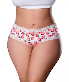 Sweet Treats Crotchless Boy Short W/wicked Sensual Care Peach Lube - White Qn