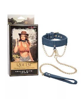 Ride 'em Premium Denim Collection Collar W/leash