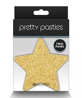 Pretty Pasties Glitter Stars Black/gold - 2 Pair