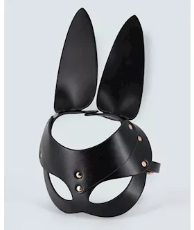 Lust Pu Leather Bunny Mask - Black