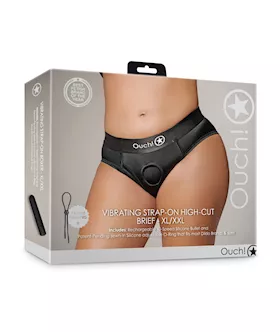 Shots Ouch Vibrating Strap On High-cut Brief - Black Xl/xxl