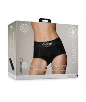 Shots Ouch Vibrating Strap On Brief - Black Xs/s