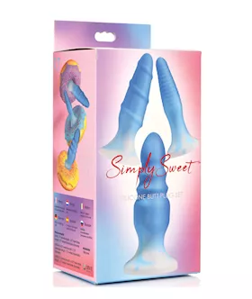 Curve Toys Simply Sweet Silicone Butt Plug Set - Blue